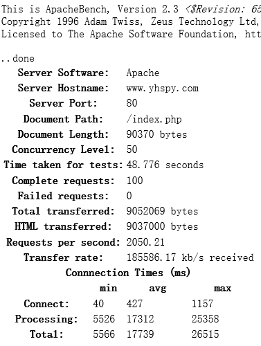 结果 HTML 文件中记录的压测结果